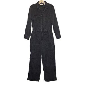 Universal Thread Women Baggy Loose Stretch 90s Utility Black Denim Jumpsuit 4